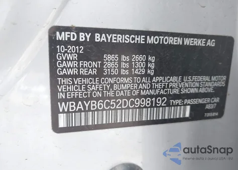 2013 BMW 750I xDrive from USA, damaged, VIN WBAYB6C52DC998192